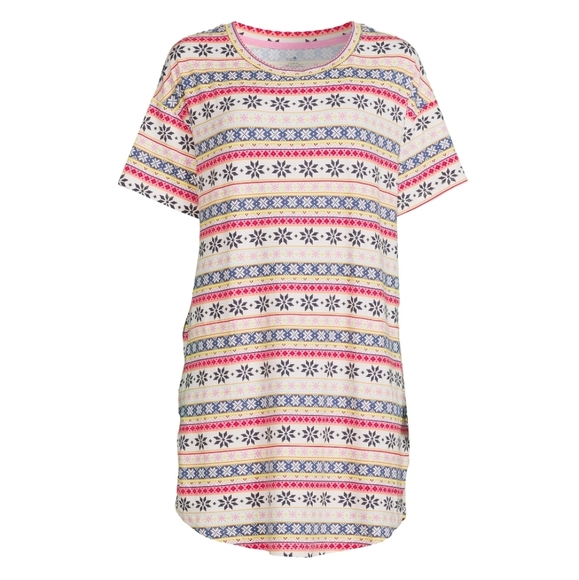 SECRET TREASURES Sleep Shirt Dress Fair Isle NWT - S/M - Picture 1 of 14